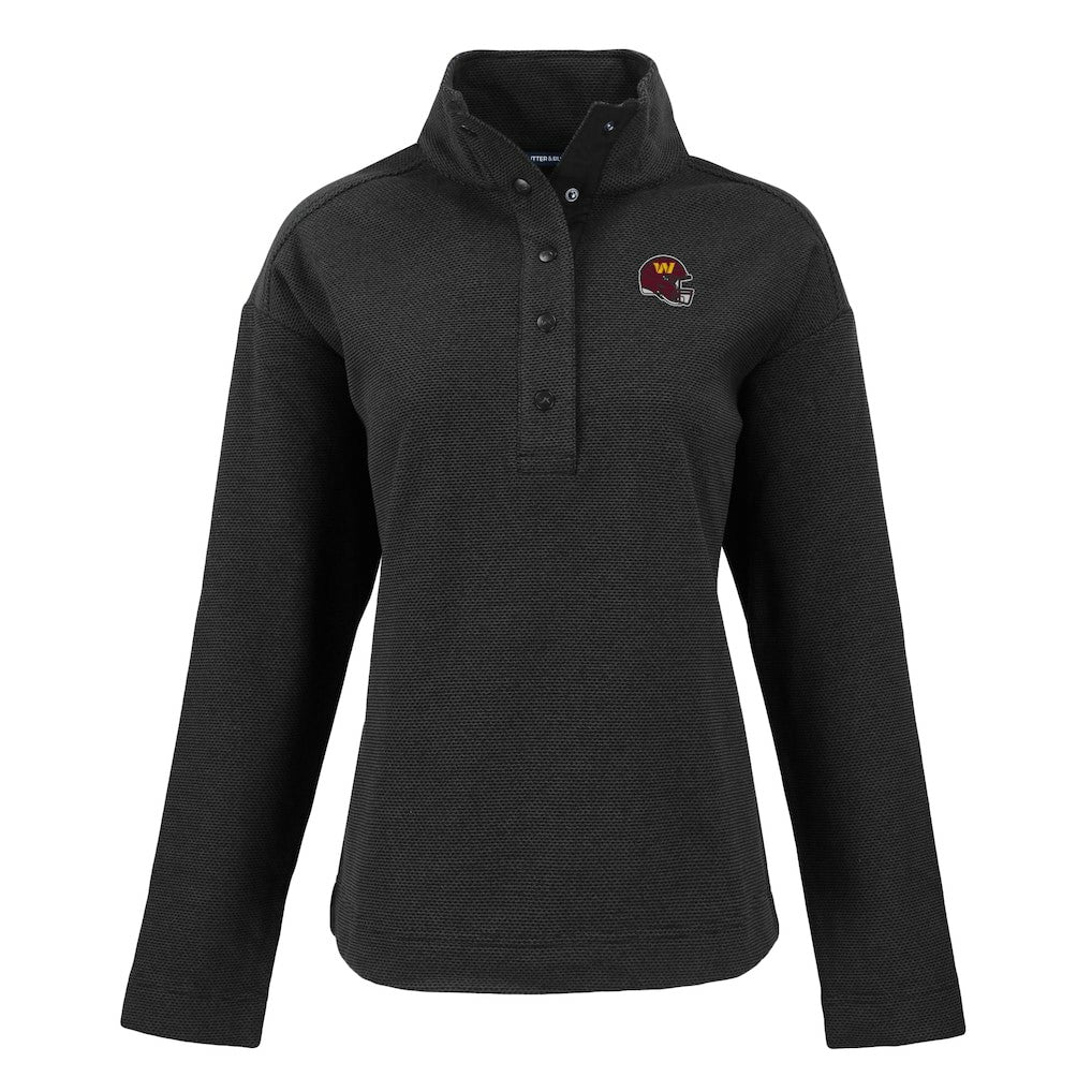Washington Commanders Cutter & Buck Women's Hunts Point Eco Half-Snap Sweatshirt Black