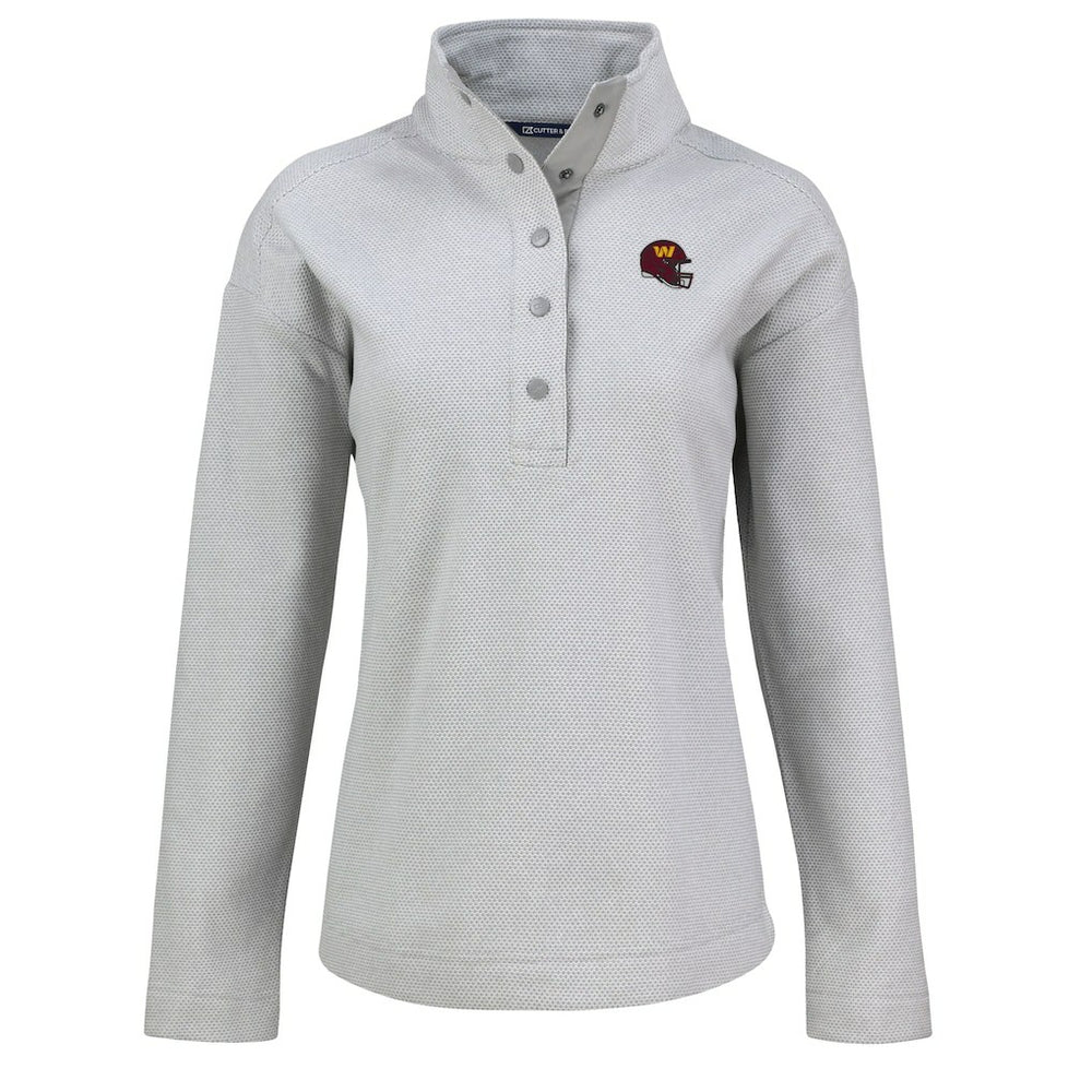 Washington Commanders Cutter & Buck Women's Hunts Point Eco Half-Snap Sweatshirt Gray