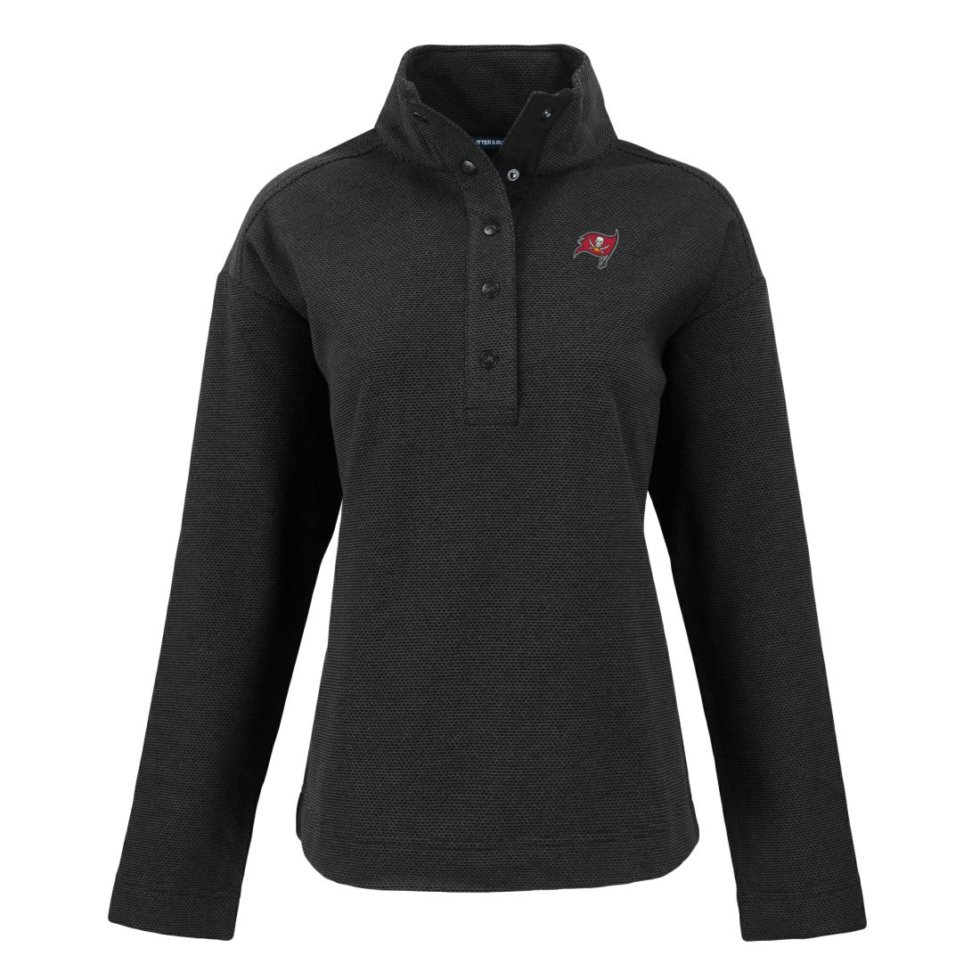 Tampa Bay Buccaneers Cutter & Buck Women's Hunts Point Eco Half-Snap Sweatshirt Black