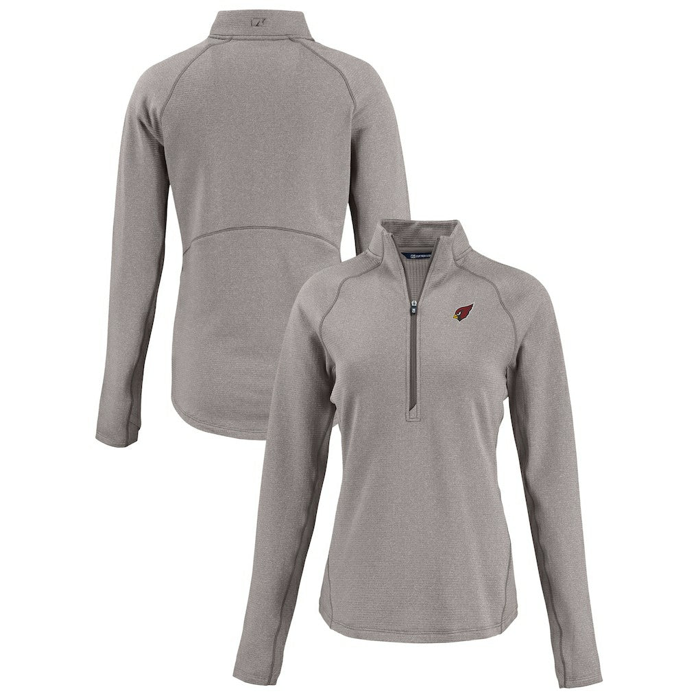 Arizona Cardinals Cutter & Buck Women's Peshastin Eco Fleece Recycled Tri-Blend Raglan Half-Zip Jacket Heather Gray