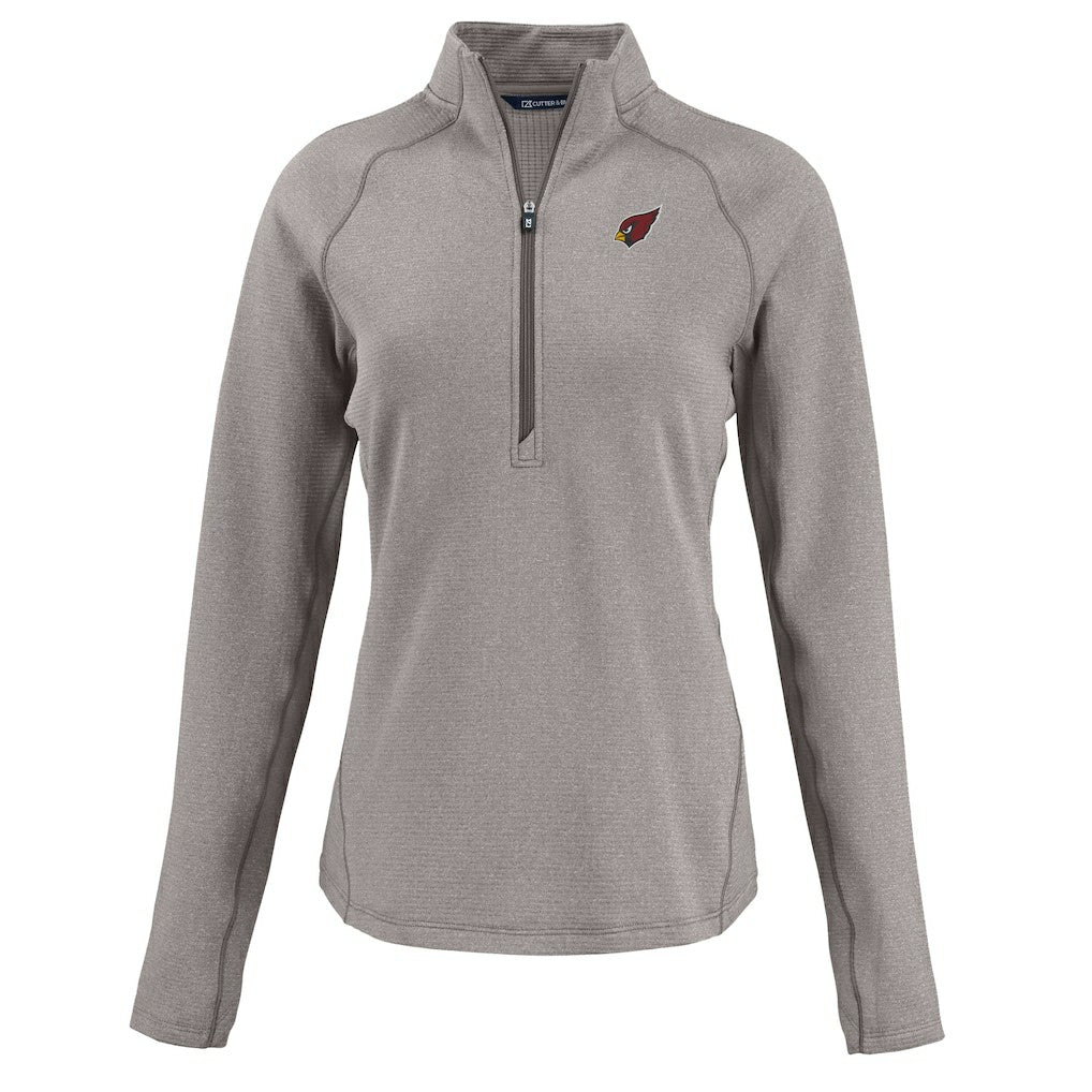 Arizona Cardinals Cutter & Buck Women's Peshastin Eco Fleece Recycled Tri-Blend Raglan Half-Zip Jacket Heather Gray