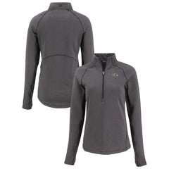 Baltimore Ravens Cutter & Buck Women's Peshastin Eco Fleece Recycled Tri-Blend Raglan Half-Zip Jacket Heather Black