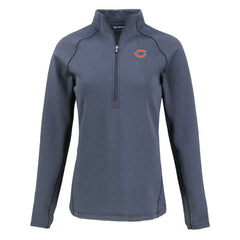 Chicago Bears Cutter & Buck Women's Peshastin Eco Fleece Recycled Tri-Blend Raglan Half-Zip Jacket Heather Navy