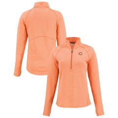 Chicago Bears Cutter & Buck Women's Peshastin Eco Fleece Recycled Tri-Blend Raglan Half-Zip Jacket Heather Orange