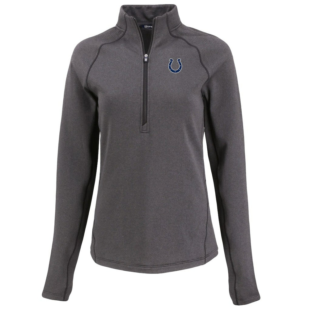 Indianapolis Colts Cutter & Buck Women's Peshastin Eco Fleece Recycled Tri-Blend Raglan Half-Zip Jacket Heather Black