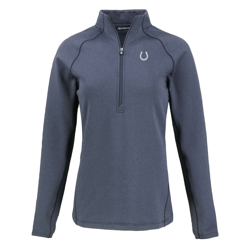 Indianapolis Colts Cutter & Buck Women's Peshastin Eco Fleece Recycled Tri-Blend Raglan Half-Zip Jacket Heather Navy