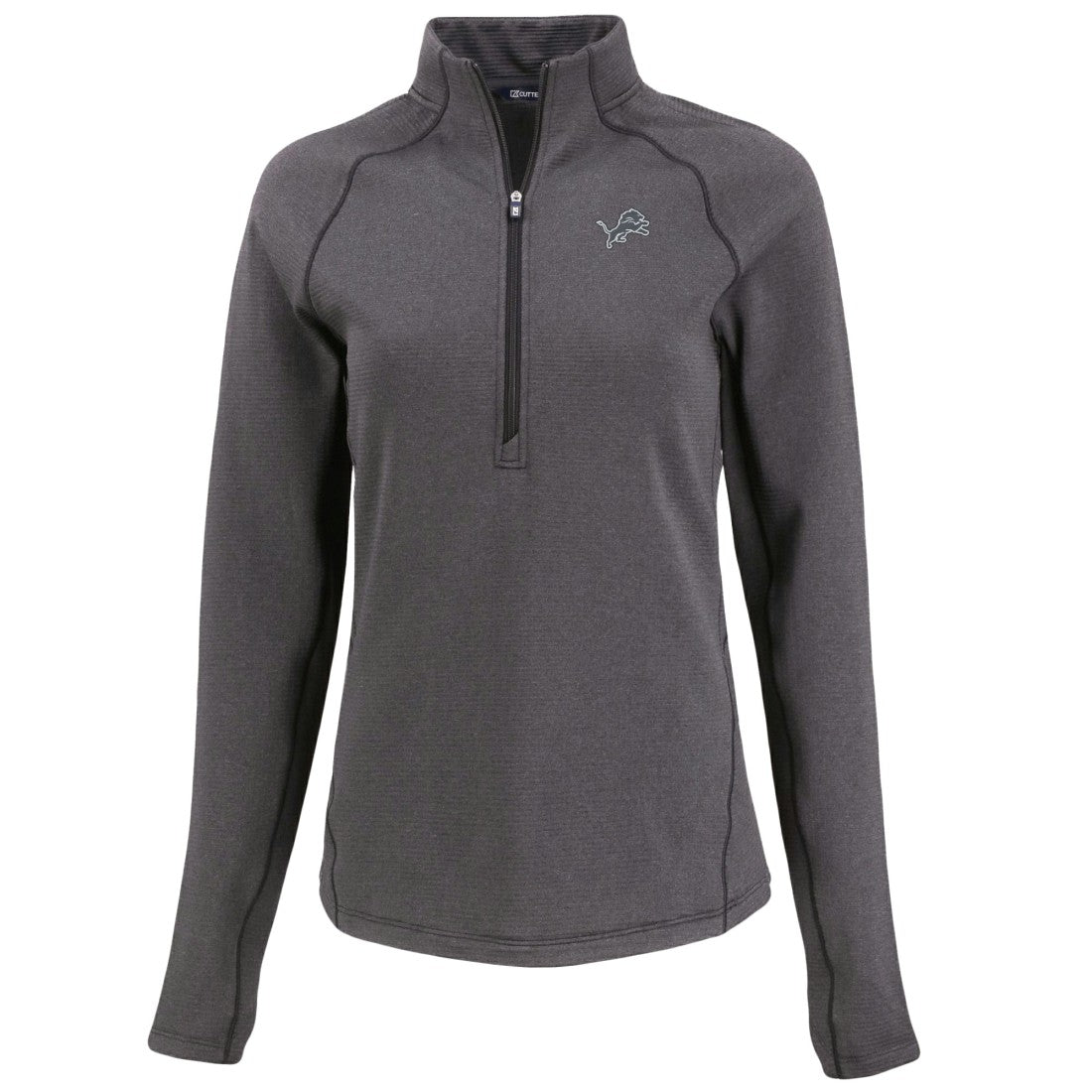 Detroit Lions Cutter & Buck Women's Peshastin Eco Fleece Recycled Tri-Blend Raglan Half-Zip Jacket Heather Black