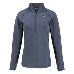 Denver Broncos Cutter & Buck Women's Peshastin Eco Fleece Recycled Tri-Blend Raglan Half-Zip Jacket Heather Navy