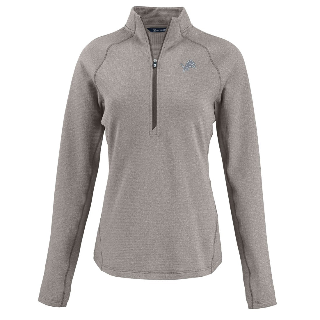 Detroit Lions Cutter & Buck Women's Peshastin Eco Fleece Recycled Tri-Blend Raglan Half-Zip Jacket Heather Gray