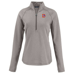 Denver Broncos Cutter & Buck Women's Peshastin Eco Fleece Recycled Tri-Blend Raglan Half-Zip Jacket Heather Gray