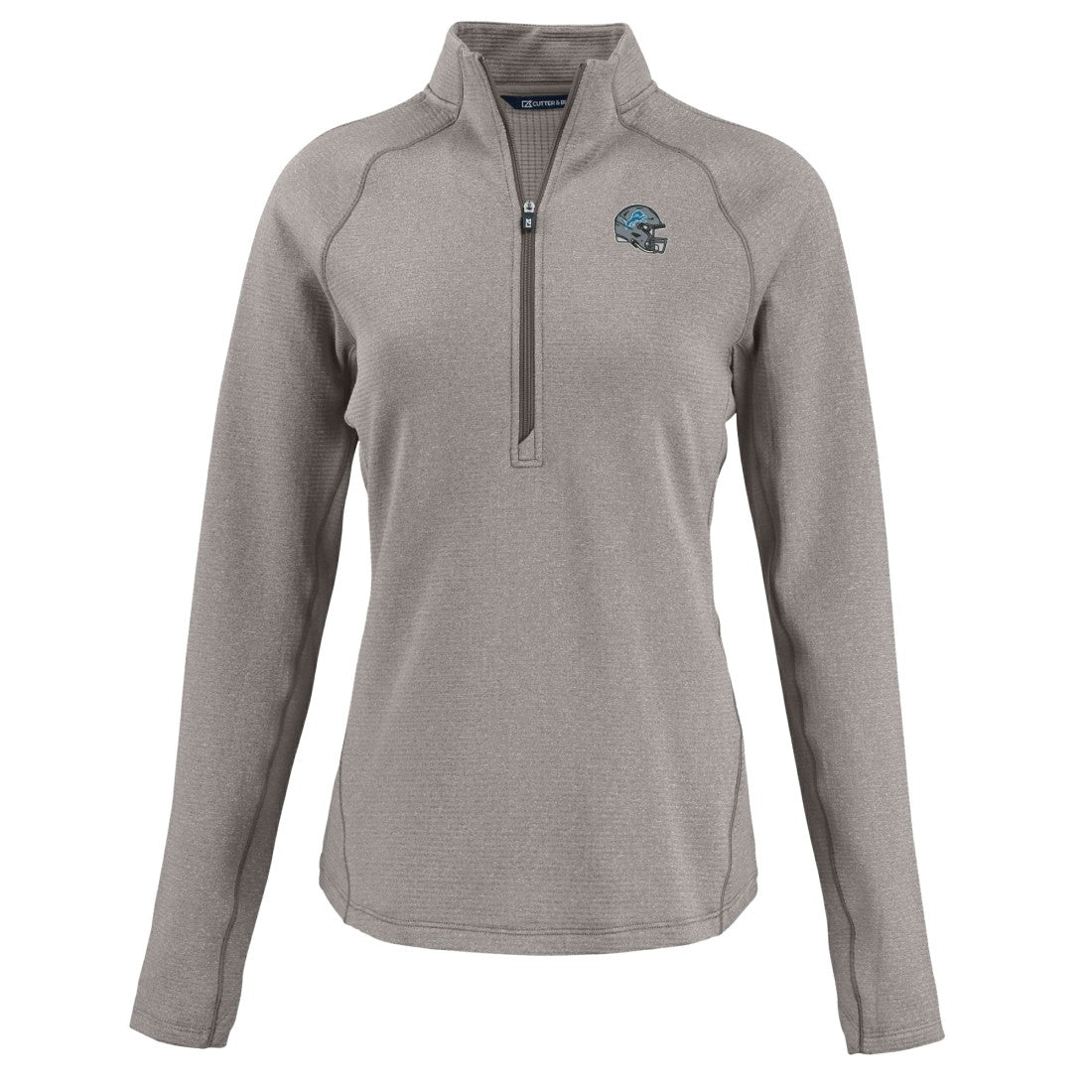 Detroit Lions Cutter & Buck Women's Peshastin Eco Fleece Recycled Tri-Blend Raglan Half-Zip Jacket Heather Gray