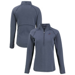 Detroit Lions Cutter & Buck Women's Americana Peshastin Eco Fleece Recycled Tri-Blend Raglan Half-Zip Jacket Heather Navy