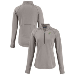 Green Bay Packers Cutter & Buck Women's Peshastin Eco Fleece Recycled Tri-Blend Raglan Half-Zip Jacket Heather Gray