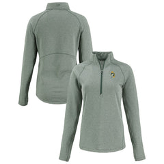 Green Bay Packers Cutter & Buck Women's Peshastin Eco Fleece Recycled Tri-Blend Raglan Half-Zip Jacket Heather Green