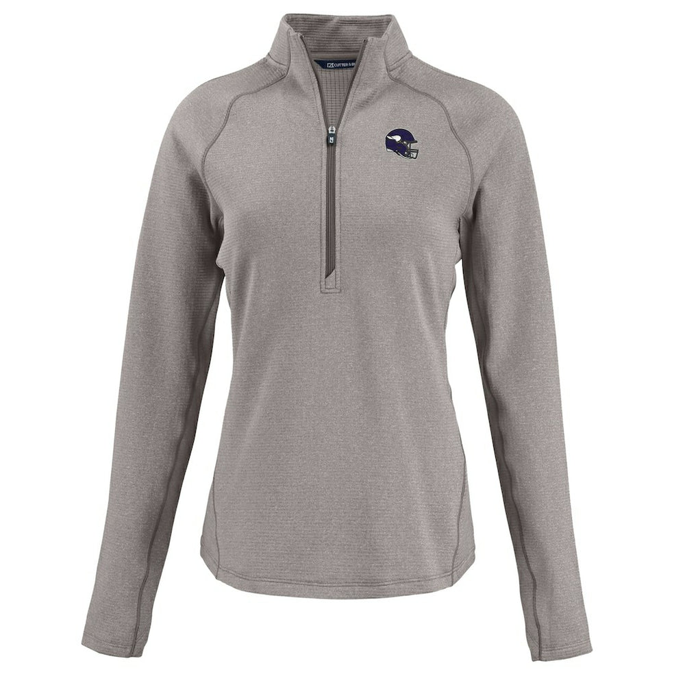 Minnesota Vikings Cutter & Buck Women's Peshastin Eco Fleece Recycled Tri-Blend Raglan Half-Zip Jacket Heather Gray