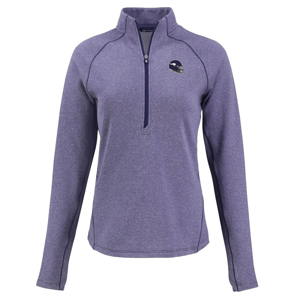 Minnesota Vikings Cutter & Buck Women's Peshastin Eco Fleece Recycled Tri-Blend Raglan Half-Zip Jacket Heather Purple