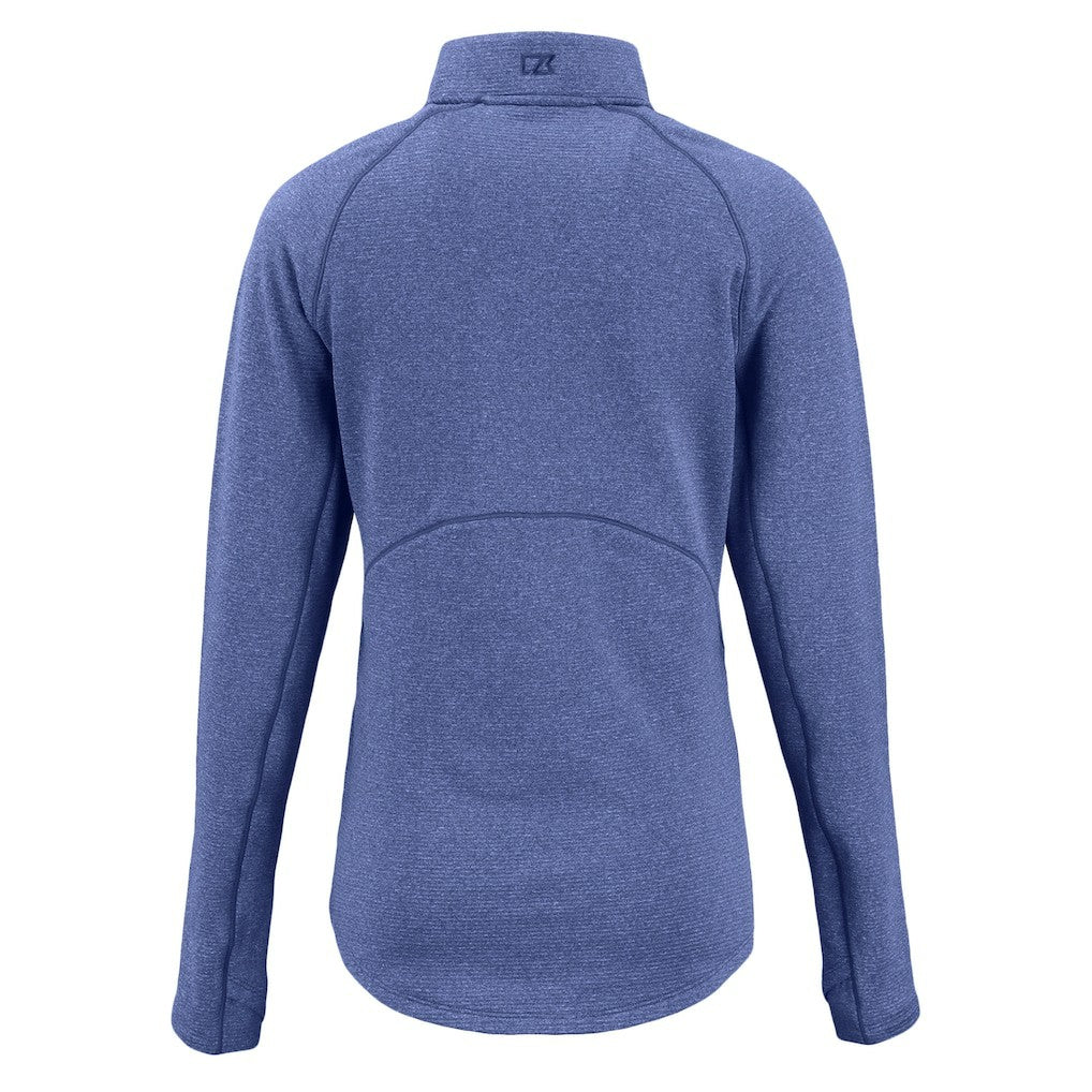 New York Giants Cutter & Buck Women's Peshastin Eco Fleece Recycled Tri-Blend Raglan Half-Zip Jacket Heather Royal