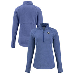 New York Giants Cutter & Buck Women's Peshastin Eco Fleece Recycled Tri-Blend Raglan Half-Zip Jacket Heather Royal