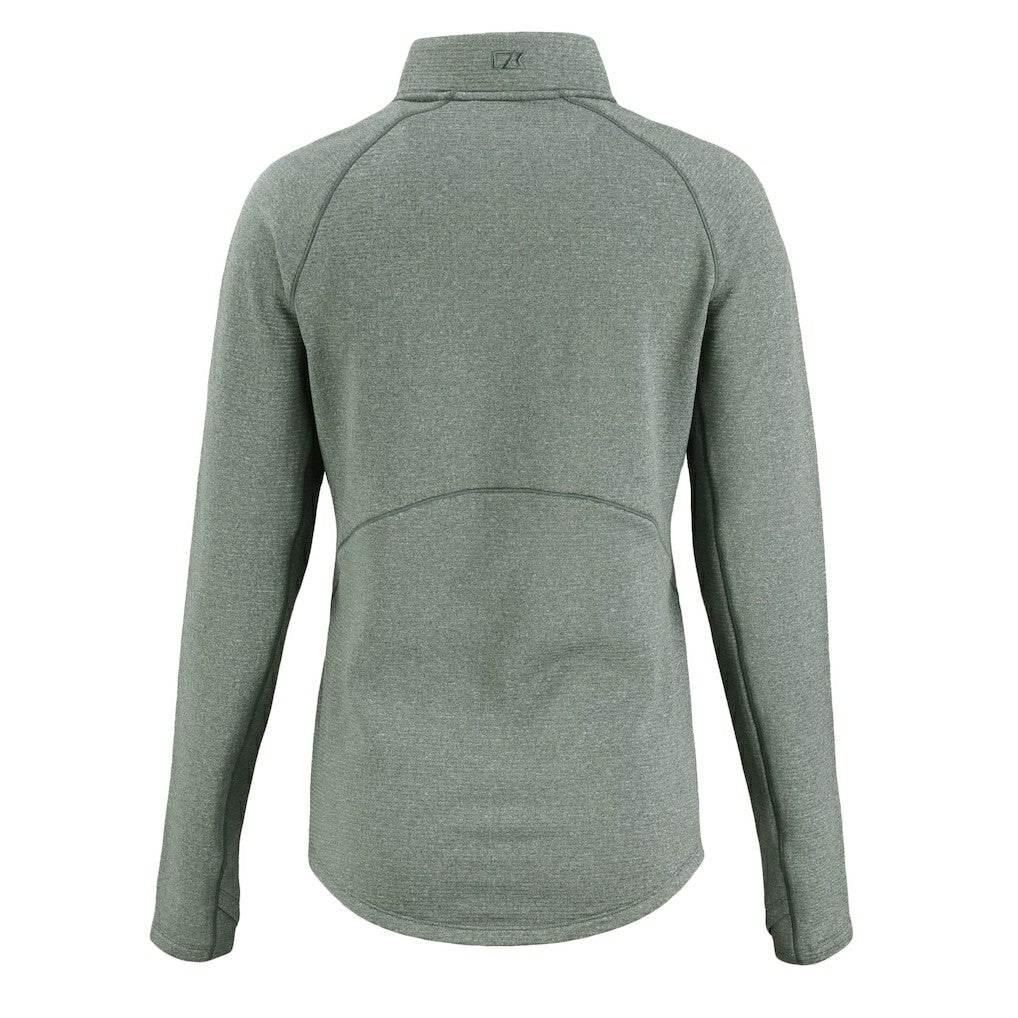 Philadelphia Eagles Cutter & Buck Women's Peshastin Eco Fleece Recycled Tri-Blend Raglan Half-Zip Jacket Heather Kelly Green