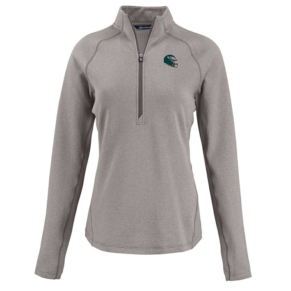Philadelphia Eagles Cutter & Buck Women's Peshastin Eco Fleece Recycled Tri-Blend Raglan Half-Zip Jacket Heather Gray