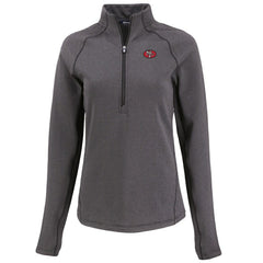 San Francisco 49ers Cutter & Buck Women's Peshastin Eco Fleece Recycled Tri-Blend Raglan Half-Zip Jacket Heather Black
