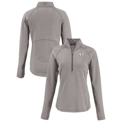San Francisco 49ers Cutter & Buck Women's Peshastin Eco Fleece Recycled Tri-Blend Raglan Half-Zip Jacket Heather Gray