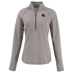 Washington Commanders Cutter & Buck Women's Peshastin Eco Fleece Recycled Tri-Blend Raglan Half-Zip Jacket Heather Gray