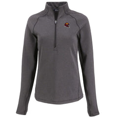 Washington Commanders Cutter & Buck Women's Peshastin Eco Fleece Recycled Tri-Blend Raglan Half-Zip Jacket Heather Black