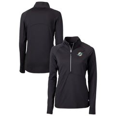 Miami Dolphins Cutter & Buck Women's DryTec Adapt Eco Knit Stretch Recycled Raglan Half-Zip Top Black