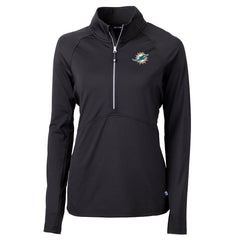 Miami Dolphins Cutter & Buck Women's DryTec Adapt Eco Knit Stretch Recycled Raglan Half-Zip Top Black