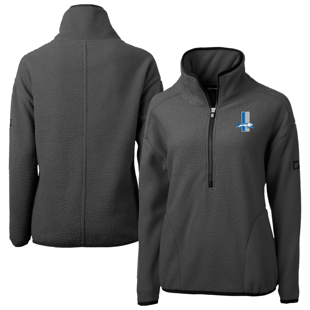 Detroit Lions Cutter & Buck Women's Historic Cascade Eco Sherpa Fleece Half-Zip Jacket Charcoal