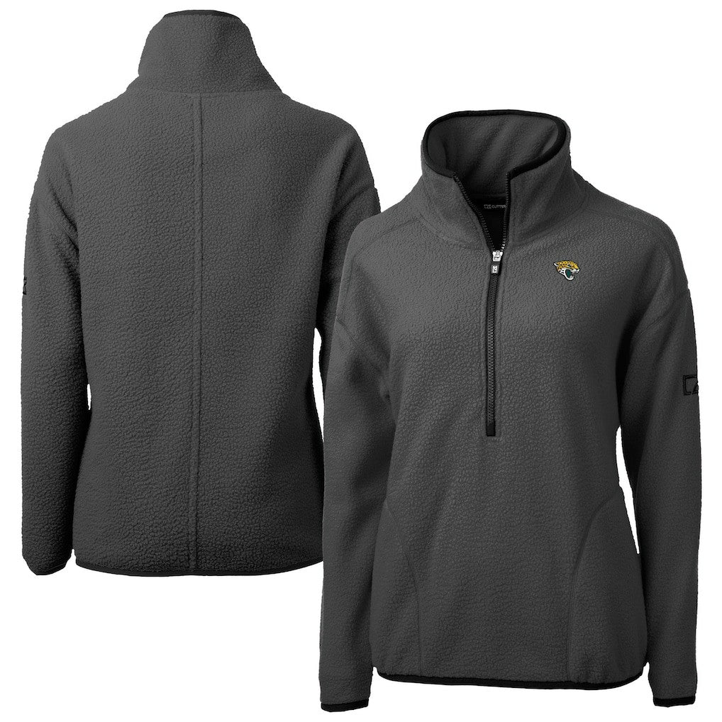Jacksonville Jaguars Cutter & Buck Women's Cascade Eco Sherpa Fleece Half-Zip Jacket Charcoal