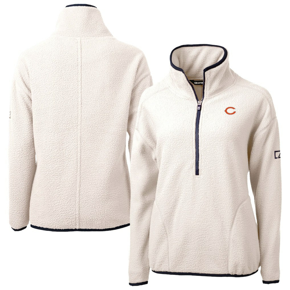 Chicago Bears Cutter & Buck Women's Cascade Eco Sherpa Fleece Half-Zip Jacket Oatmeal