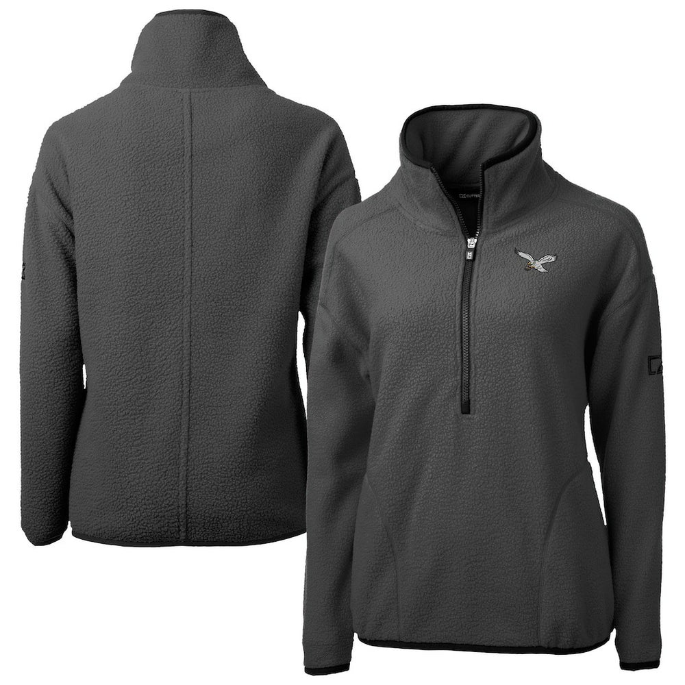 Philadelphia Eagles Cutter & Buck Women's Historic Cascade Eco Sherpa Fleece Half-Zip Jacket Charcoal