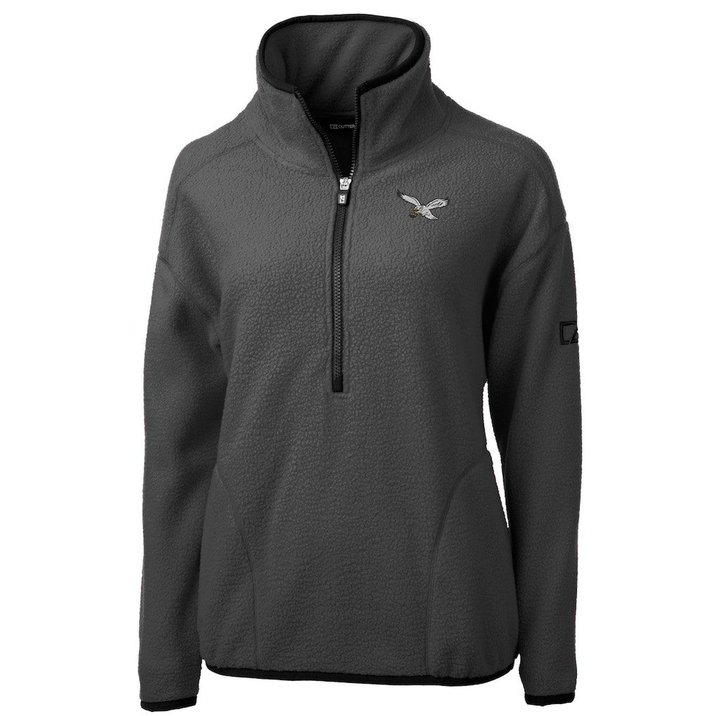 Philadelphia Eagles Cutter & Buck Women's Historic Cascade Eco Sherpa Fleece Half-Zip Jacket Charcoal