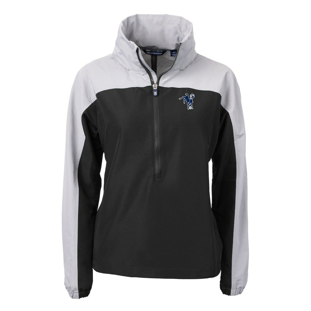 Indianapolis Colts Cutter & Buck Women's Charter Eco Recycled Half-Zip Hooded Anorak Jacket Black