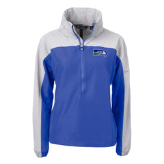 Seattle Seahawks Cutter & Buck Women's Charter Eco Recycled Half-Zip Hooded Anorak Jacket Blue