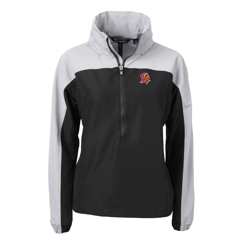 Tampa Bay Buccaneers Cutter & Buck Women's Charter Eco Recycled Half-Zip Hooded Anorak Jacket Black
