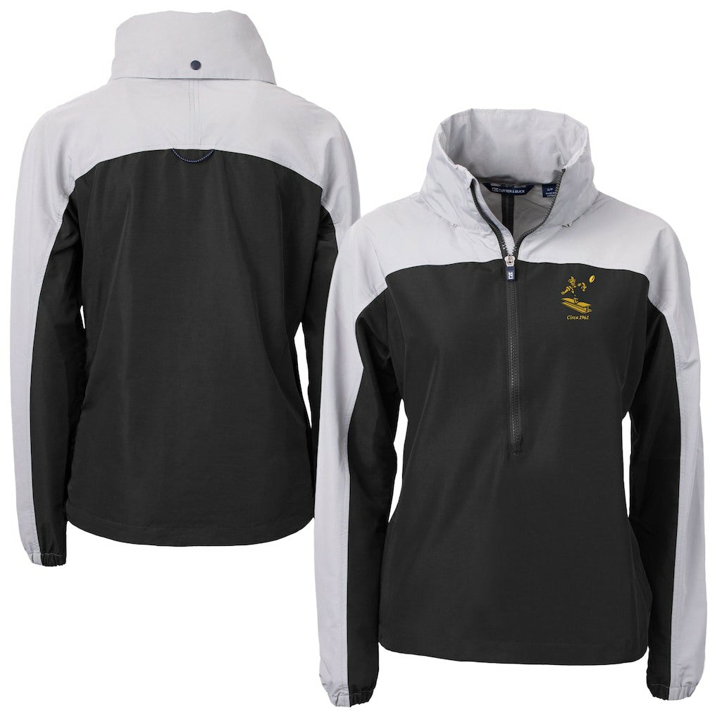 Pittsburgh Steelers Cutter & Buck Women's Charter Eco Recycled Half-Zip Hooded Anorak Jacket Black