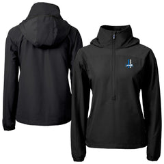 Detroit Lions Cutter & Buck Women's Charter Eco Recycled Half-Zip Hooded Anorak Jacket Black