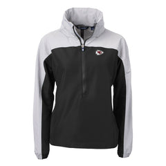 Kansas City Chiefs Cutter & Buck Women's Charter Eco Recycled Half-Zip Hooded Anorak Jacket Black