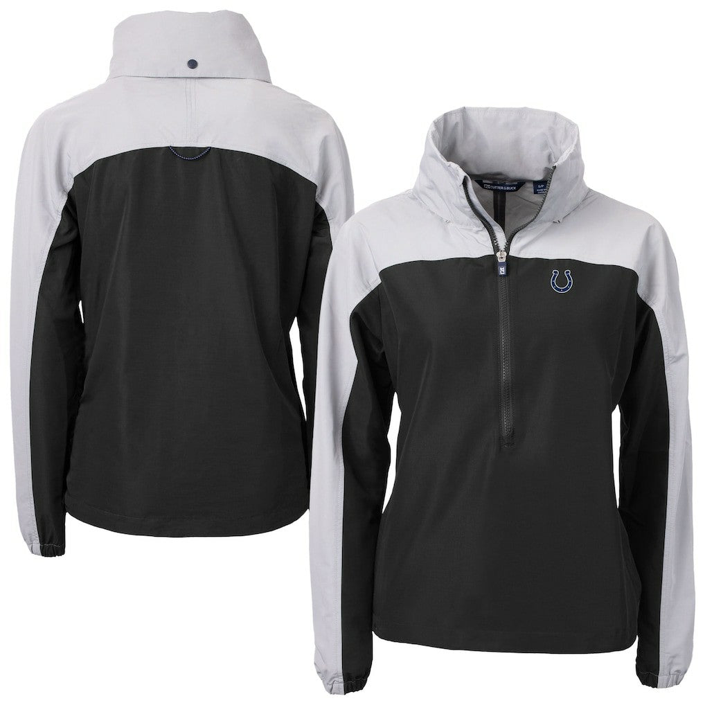 Indianapolis Colts Cutter & Buck Women's Charter Eco Recycled Half-Zip Hooded Anorak Jacket Black