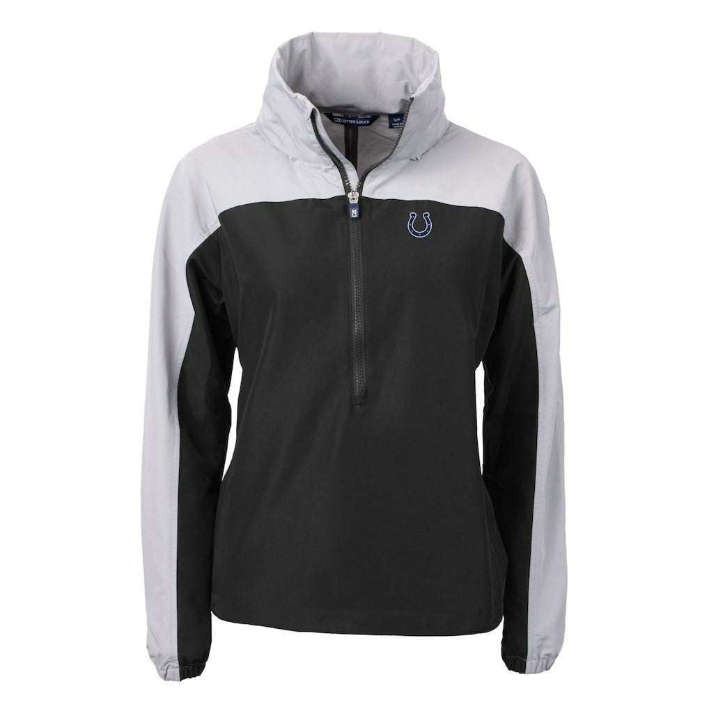 Indianapolis Colts Cutter & Buck Women's Charter Eco Recycled Half-Zip Hooded Anorak Jacket Black