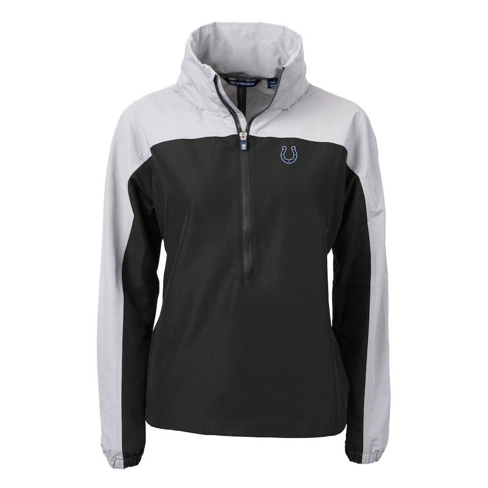 Indianapolis Colts Cutter & Buck Women's Charter Eco Recycled Half-Zip Hooded Anorak Jacket Black