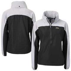 Baltimore Ravens Cutter & Buck Women's Charter Eco Recycled Half-Zip Hooded Anorak Jacket Black