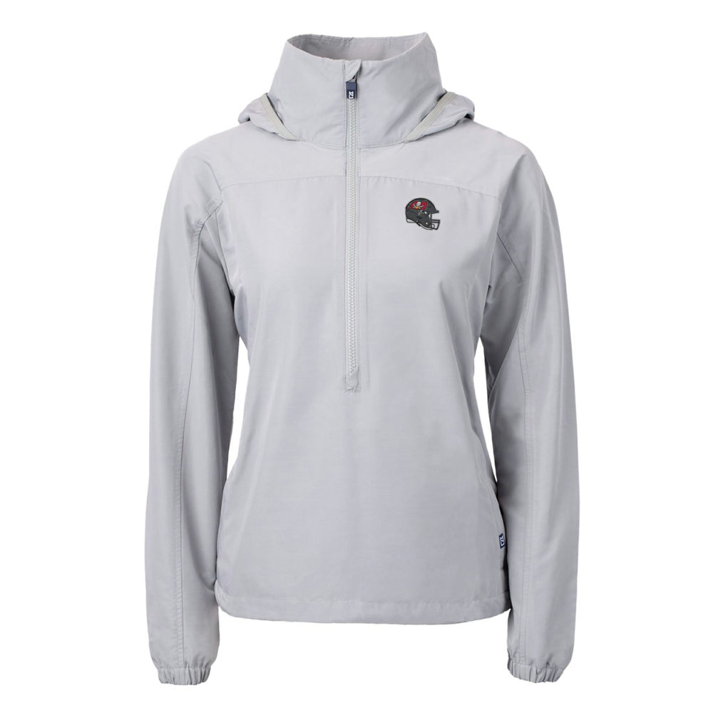 Tampa Bay Buccaneers Cutter & Buck Women's Charter Eco Recycled Half-Zip Hooded Anorak Jacket Gray