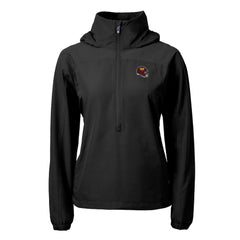 Washington Commanders Cutter & Buck Women's Charter Eco Recycled Half-Zip Hooded Anorak Jacket Black