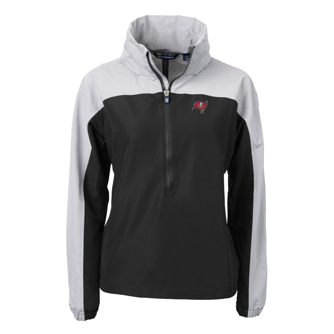 Tampa Bay Buccaneers Cutter & Buck Women's Charter Eco Recycled Half-Zip Hooded Anorak Jacket Black