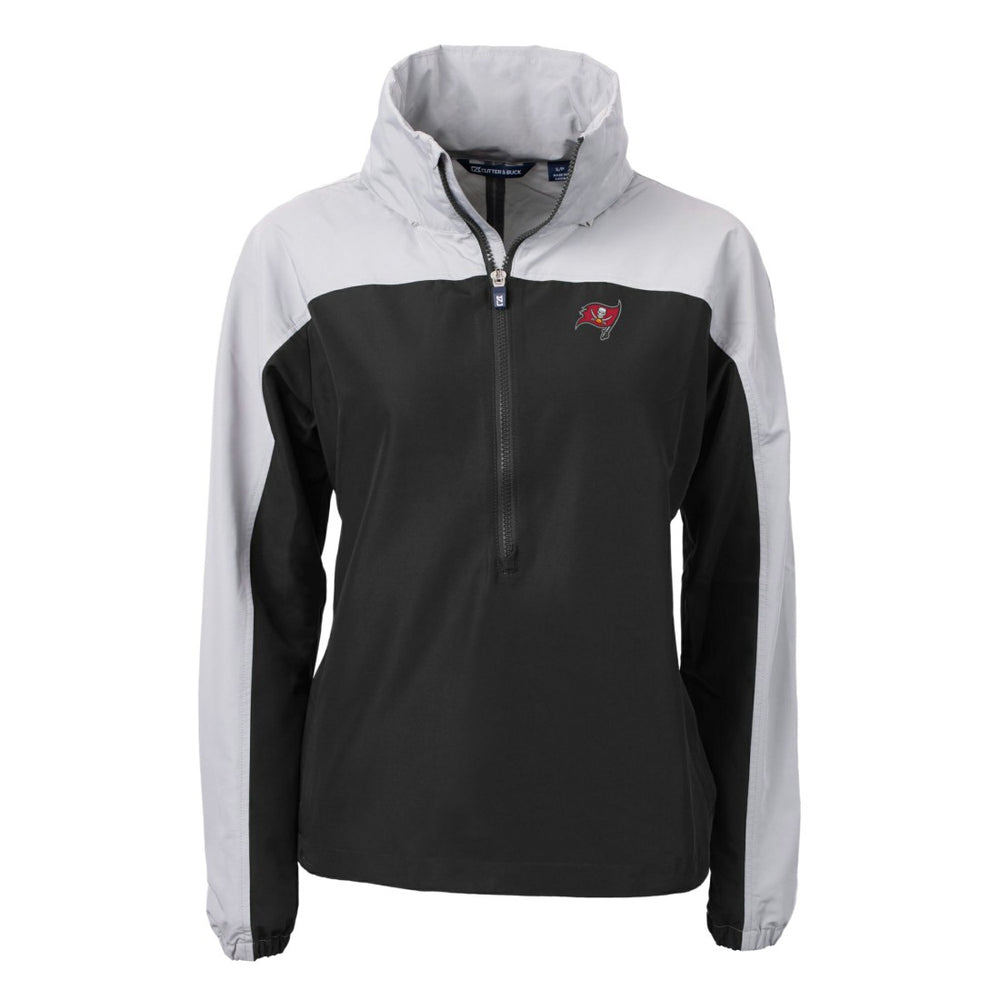 Tampa Bay Buccaneers Cutter & Buck Women's Charter Eco Recycled Half-Zip Hooded Anorak Jacket Black
