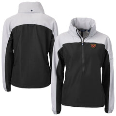 Washington Commanders Cutter & Buck Women's Charter Eco Recycled Half-Zip Hooded Anorak Jacket Black